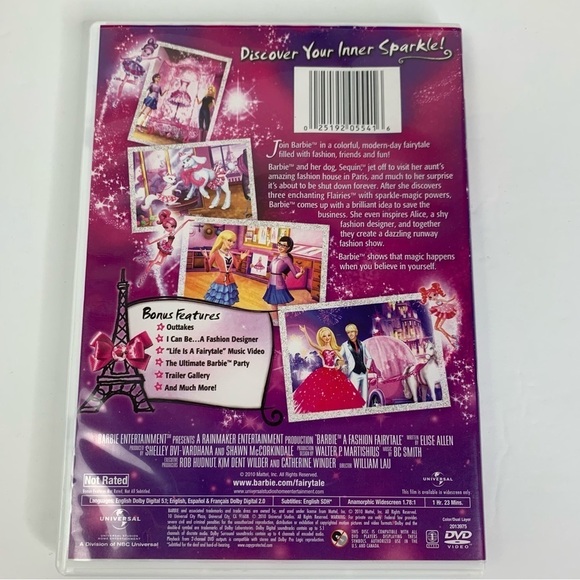 Barbie A Fashion Fairytale DVD + Manual Excellent Gently Used Condition - Picture 2 of 3